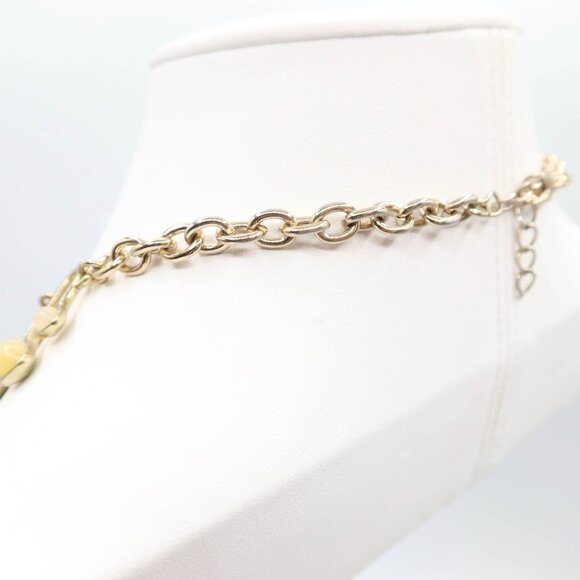 ANN TAYLOR Retro MCM Atomic Style Gold Tone Resin Cabochon Necklace Funky Mod - Picture 6 of 10